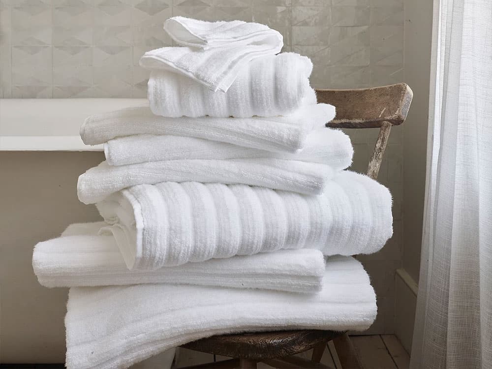 ribbed white hydrocotton bath towels from the white company