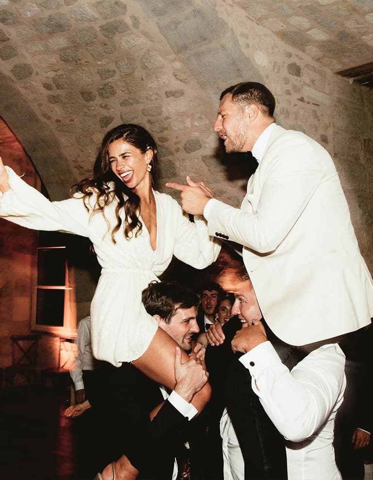 black tie wedding bride and groom dancing