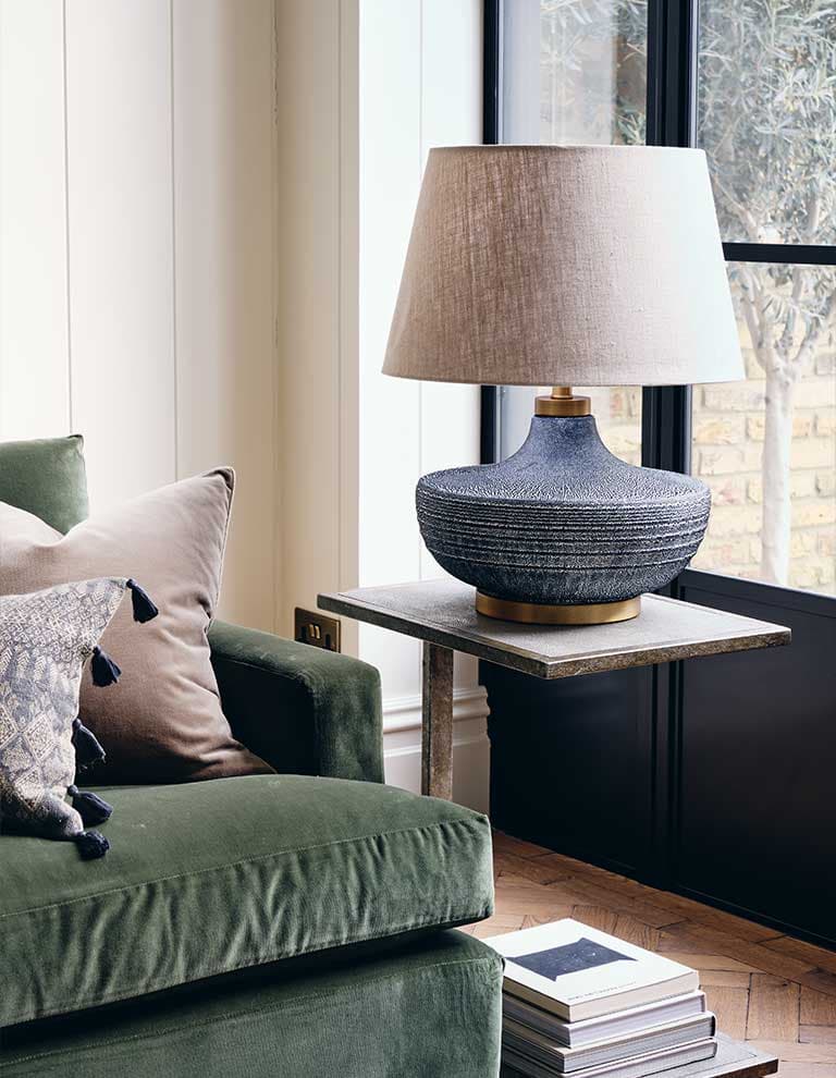oka interior design emerald green sofa