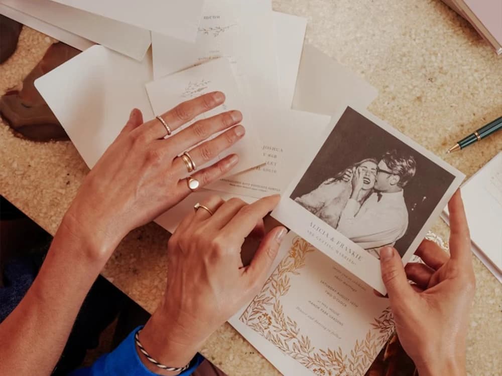 wedding guests receiving formal wedding invitation