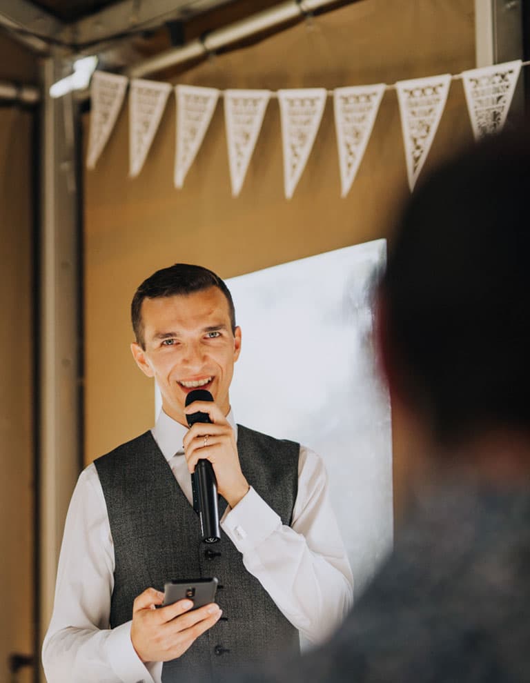 Groom makes wedding speech