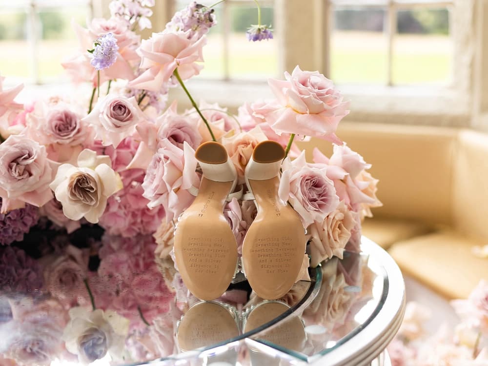 Personalised bridal wedding shoes, Charlotte Mills