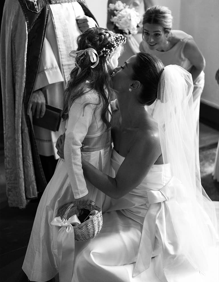 Bride with flower girl