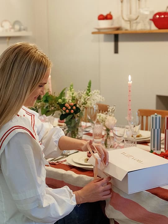 Matilda Bea creating gift box goodie bags