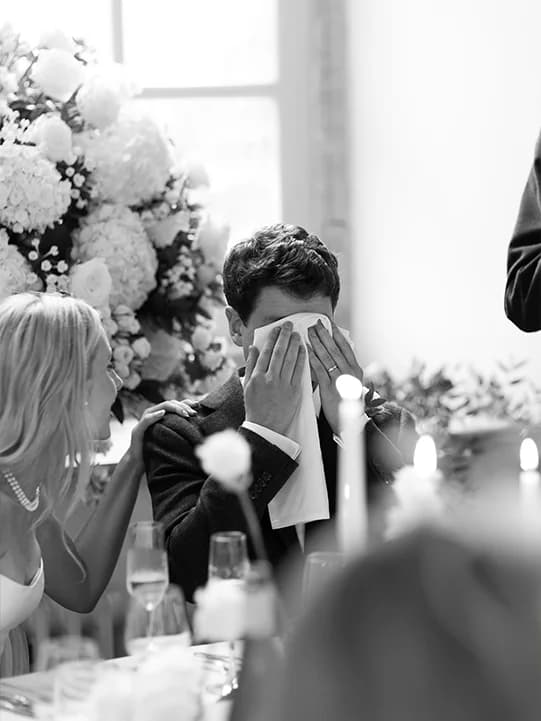 Groom gets emotional after giving speech