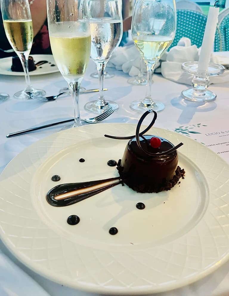 chocolate torte served on a plate