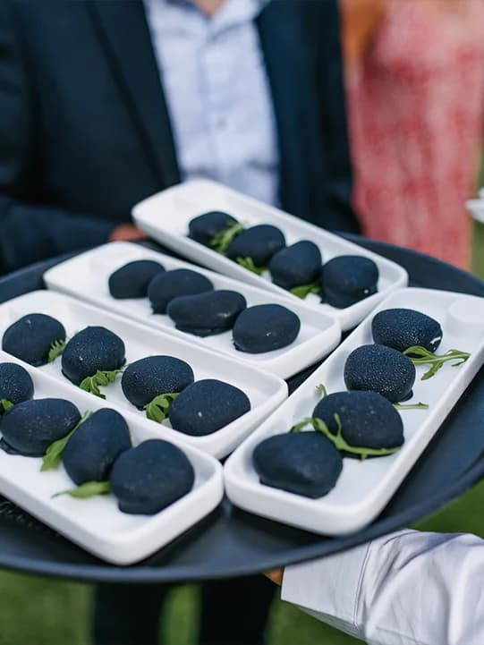 goat cheese pebble-style wedding canapes
