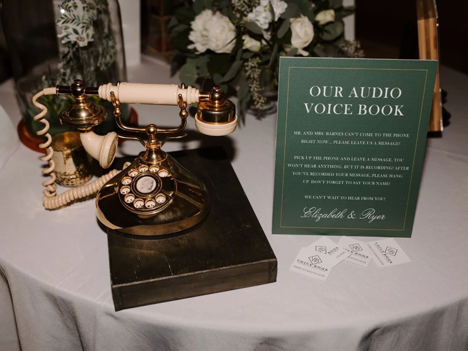 A vintage phone used as audio guestbook