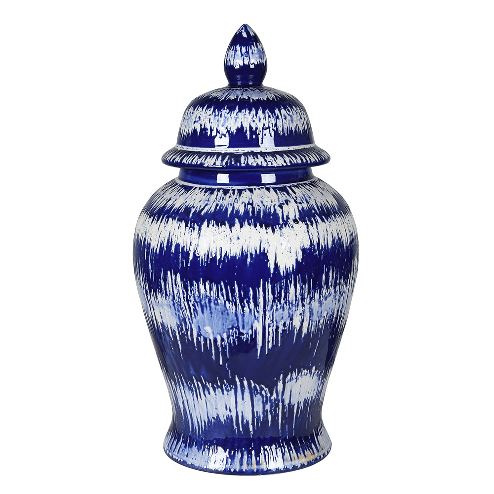 Tie Dye Ginger Jar, Blue & White