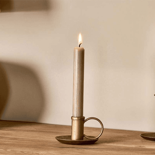 Image showing the Amir Iron Candlestick, H5.5 cm, Antique Brass product.