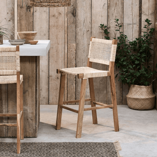 Image showing the Madrisana Acacia & Rattan Bar Stool, Natural product.