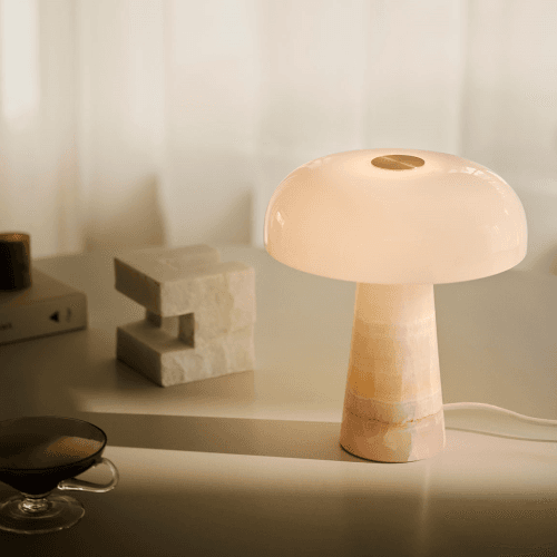 Image showing the Glossy Mini Table Lamp, H24cm, Pink product.