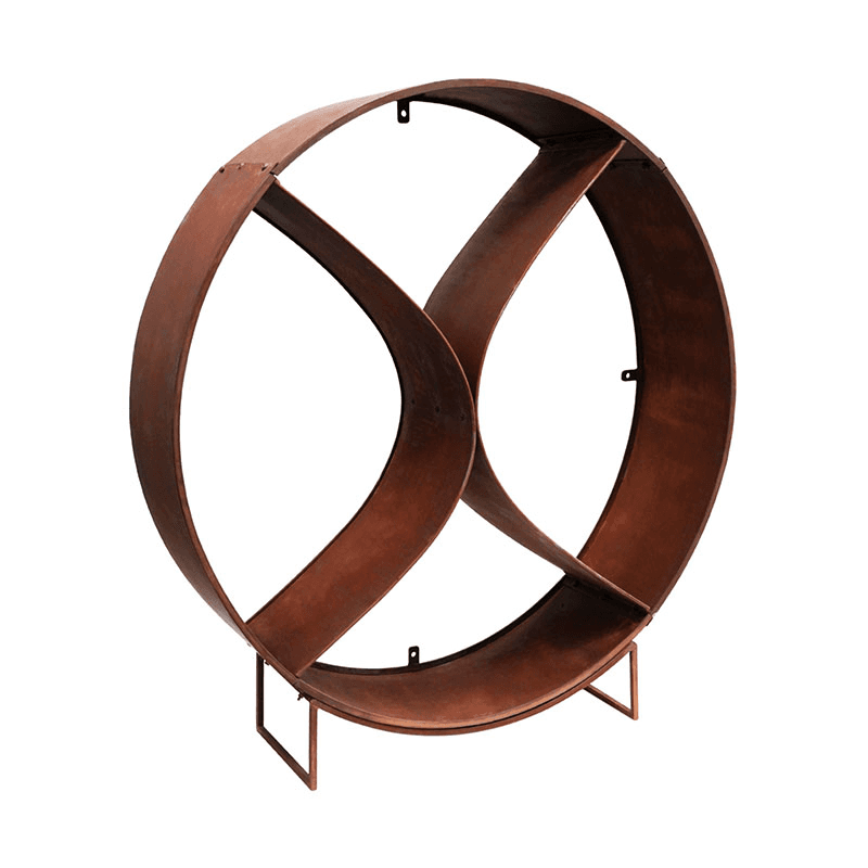 Circle Sculptural Log storage, Natural Rust
