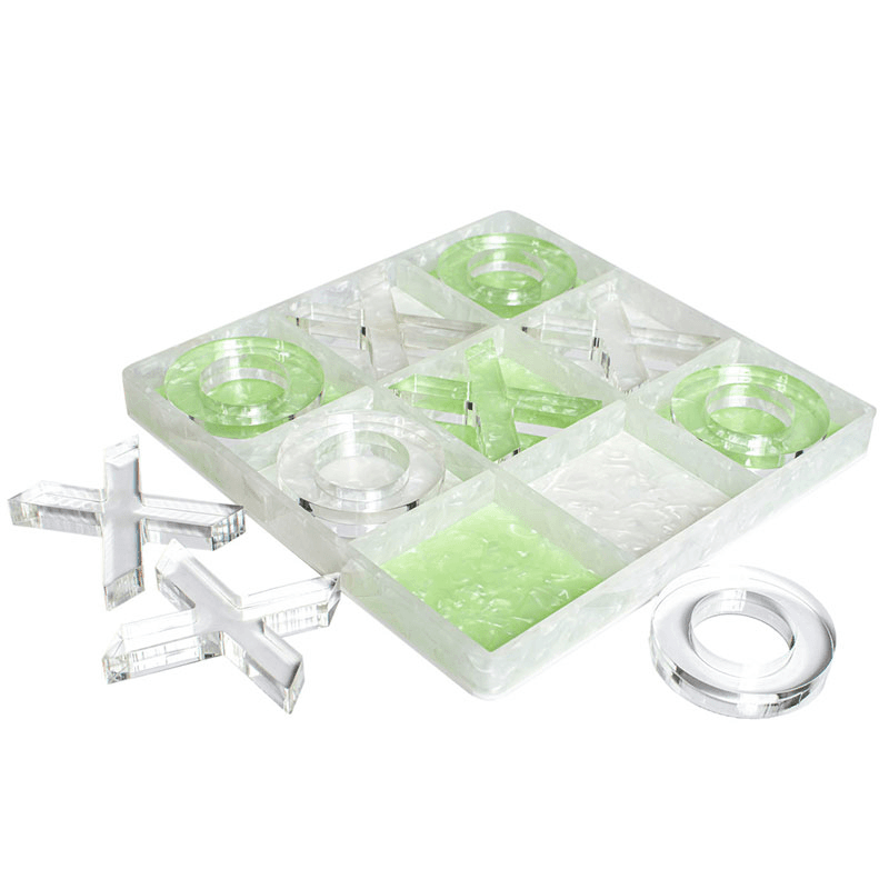 Marble Tic Tac Toe, Green & White