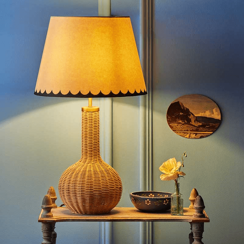 Fiasca Table Lamp, Natural Rattan