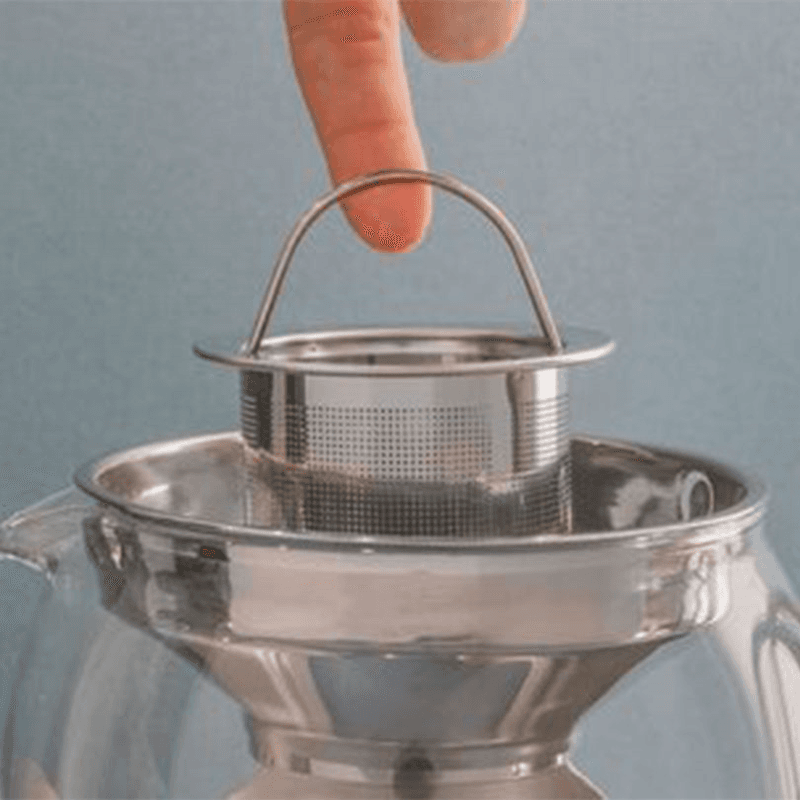 Izmir La Cafetière Izmir Polished Steel Glass Infuser Teapots, Four Cup, Polished Stainless Steel