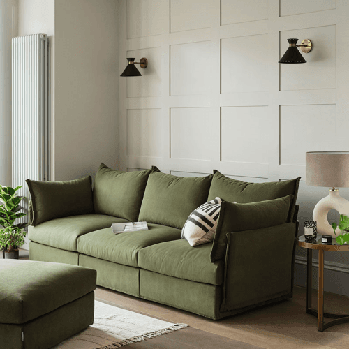 Image showing the Model 06 Velvet Sofa with Chaise, 3 Seater, Vine product.