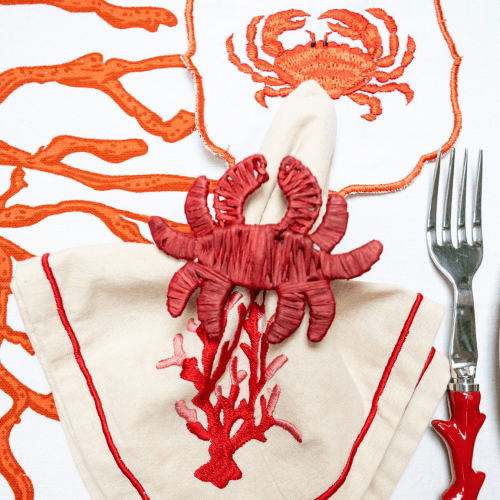 Image showing the Raffia Set of 2 Napkin Rings, Crab product.