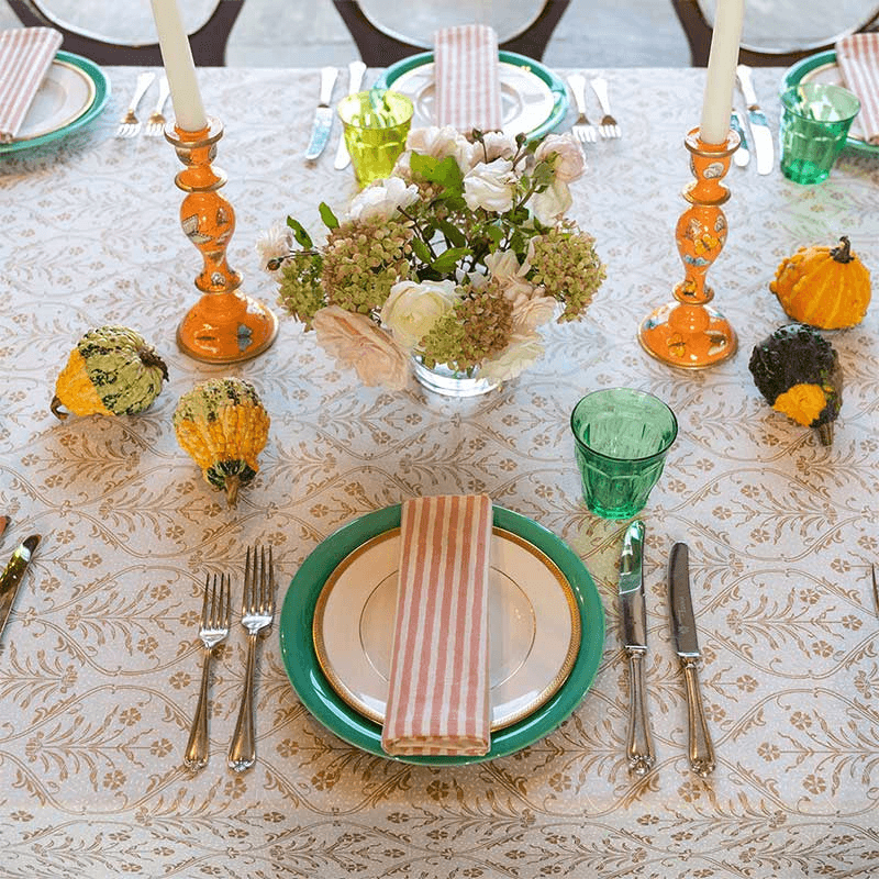 Aurum Jaal Festive Tablecloth, Ivory/Gold