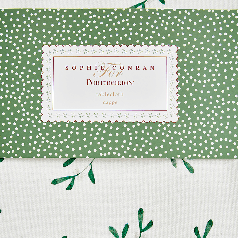 Mistletoe Tablecloth, White/Green