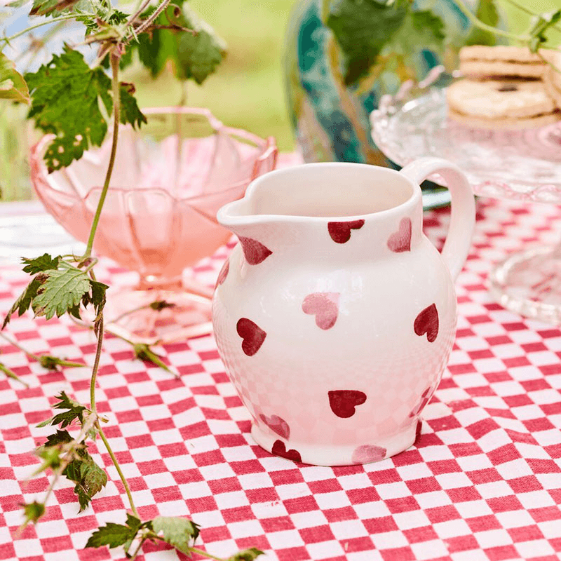 Pink Hearts Jug, Cream