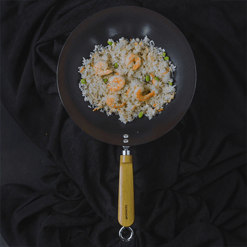 World of Flavours - Oriental Non-stick wok, non-stick carbon steel with wooden handle
