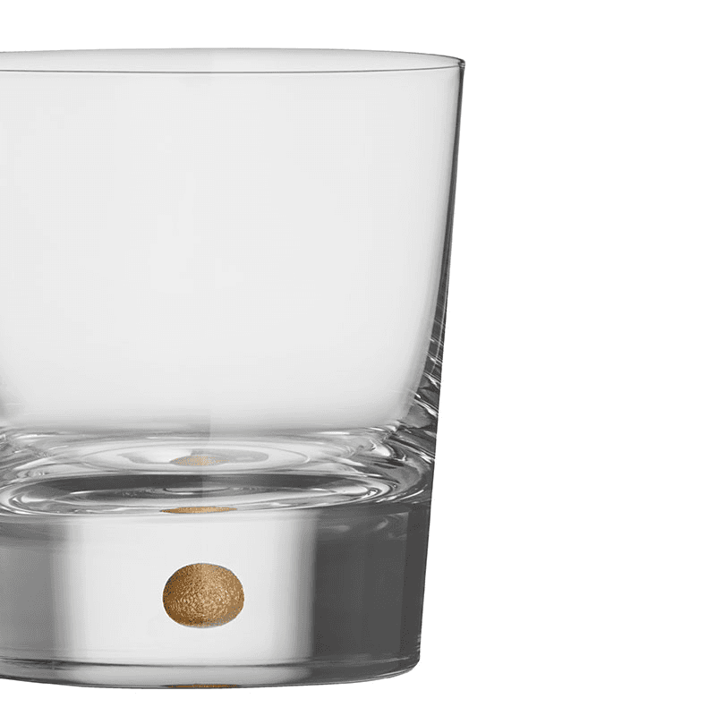 Intermezzo Gold Set of 2 Double Old Fashion Glasses, Clear & Gold