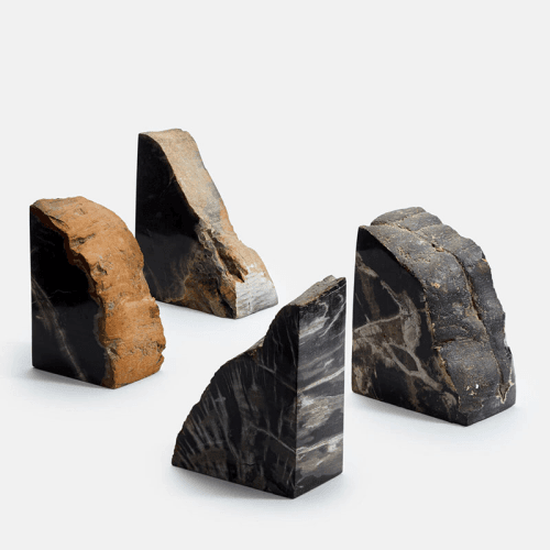 Image showing the Balfern Petrified Wood Bookends, 22 x 22 cm, Black product.
