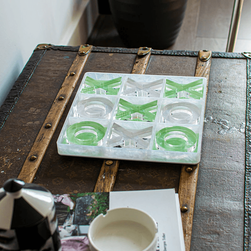Marble Tic Tac Toe, Green & White