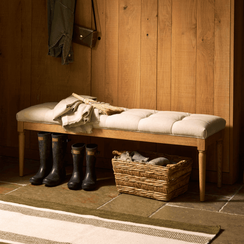 Image showing the Aldwyn Buttoned Bench, H45 x W40cm, Natural product.