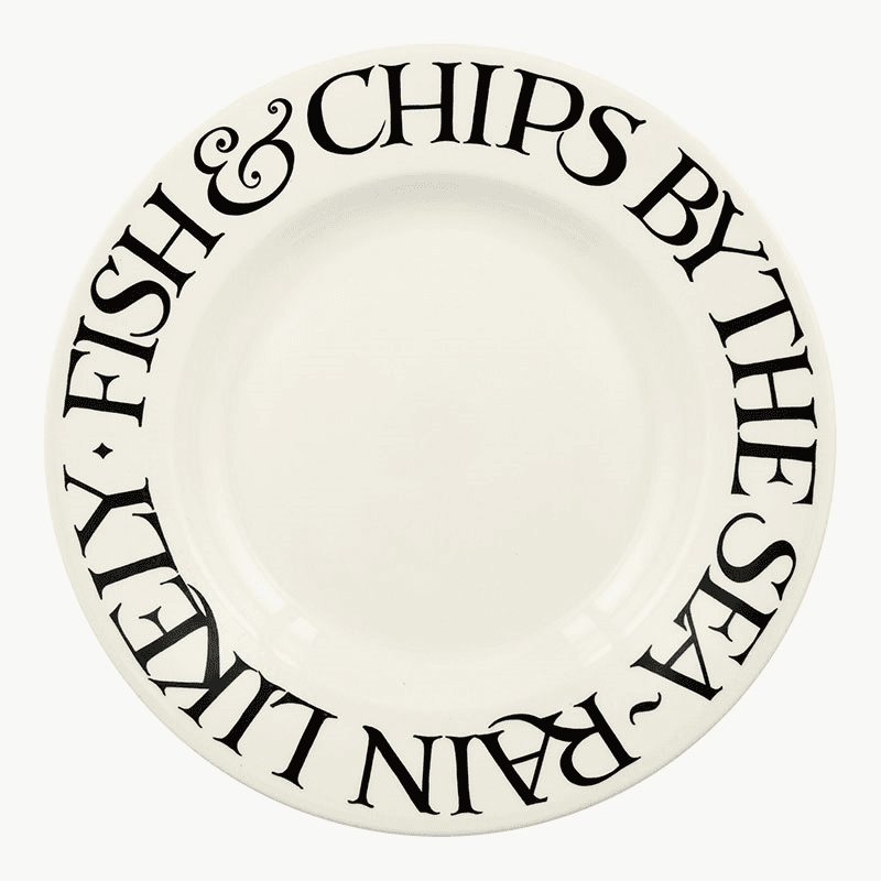 Black Toast Fish & Chips Plate, Cream