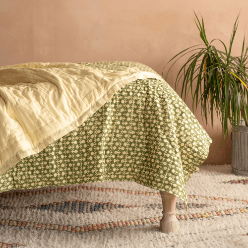 Image showing the Ava Floral Block Bed Quilt product.