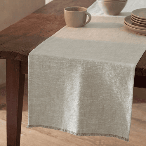 Image showing the Fringed Table Runner, 230 x 40 cm, Soft Grey product.