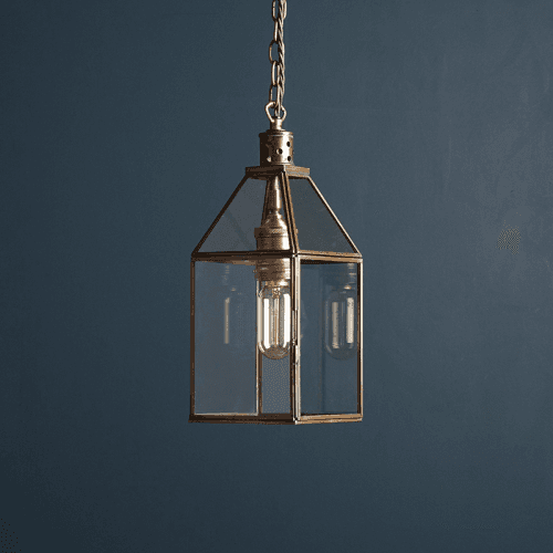 Image showing the Carrington Lantern Pendant, Small, Antique Brass product.