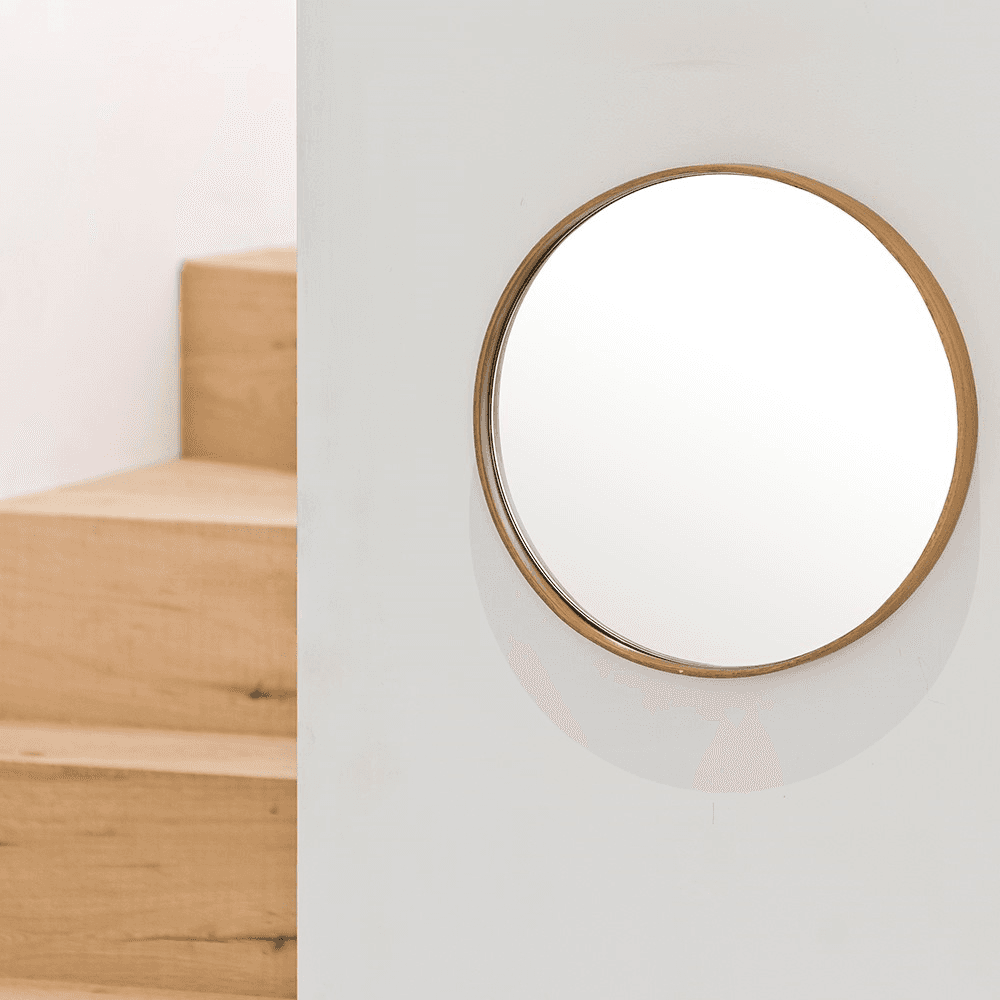 Glance -310 Round Wall Mirror, Natural Oak