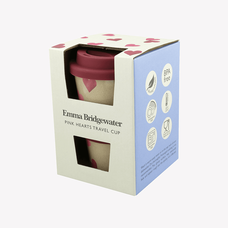 Pink Hearts Rice Husk Cup, Pink/Cream
