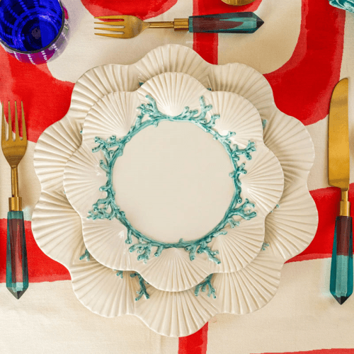 Image showing the Saint Jacques Salad Plate, White and Blue product.