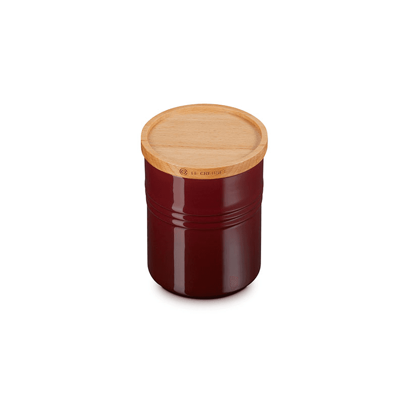 Stoneware Storage Jar with Wooden Lid, Garnet