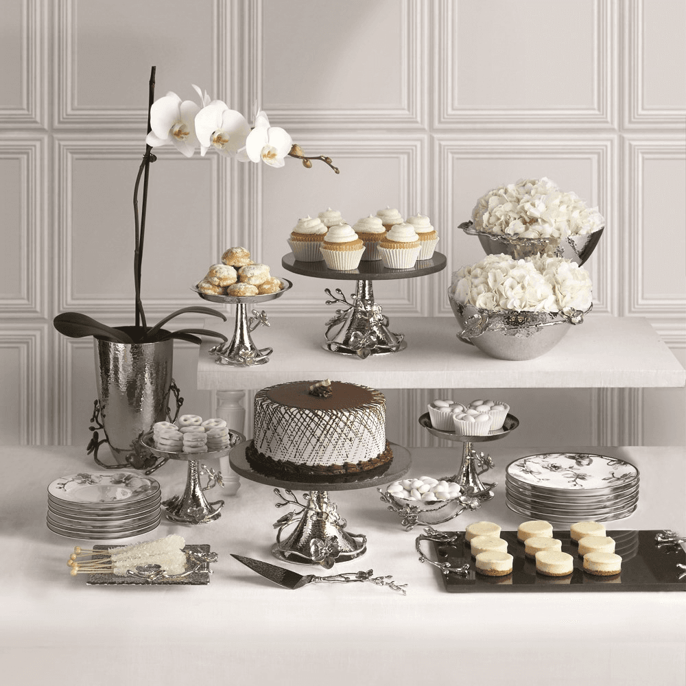 White Orchid Wine Coaster, Silver