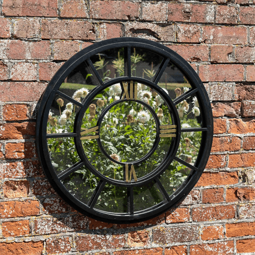 Image showing the Outdoor Clock Mirror, Black product.