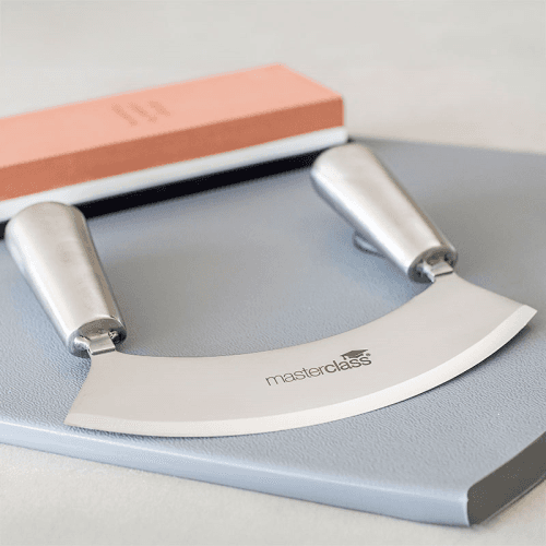 Image showing the Mezzaluna knife with single blade, Stainless Steel product.