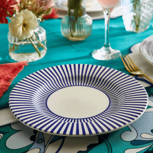 Image showing the Stecatto Set of 4 Salad Plates, White and Blue product.