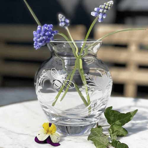 Image showing the Bee & Honeysuckle Posy Vase, Clear product.