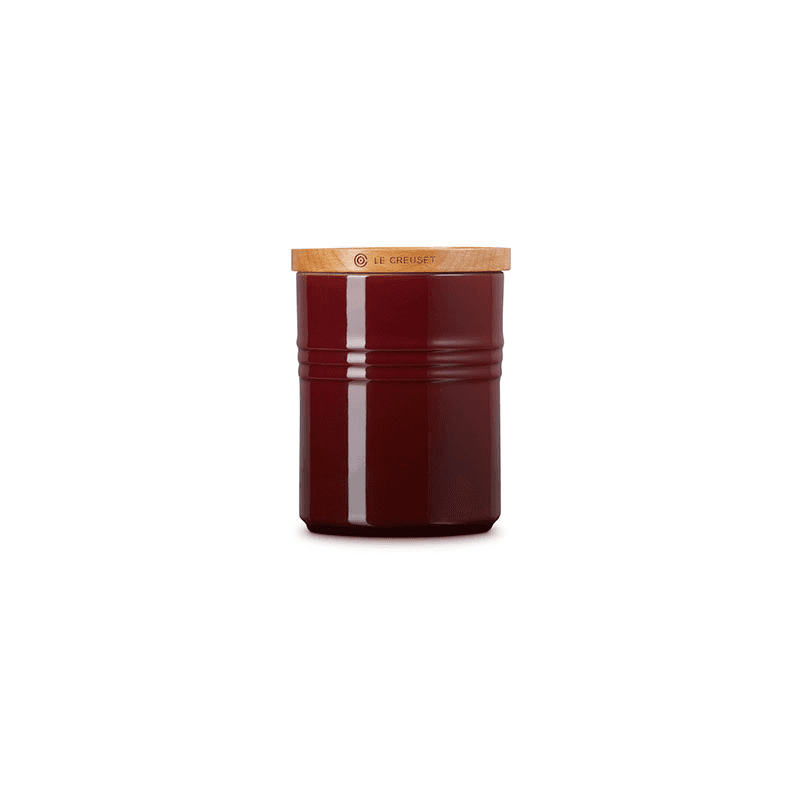 Stoneware Storage Jar with Wooden Lid, Garnet