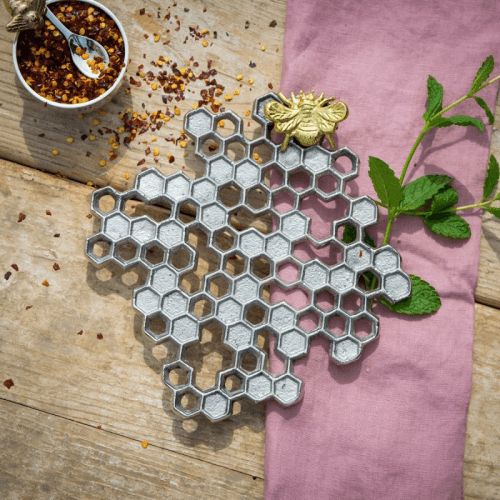 Image showing the Buzzy Bee Honeycomb Trivet, Silver product.