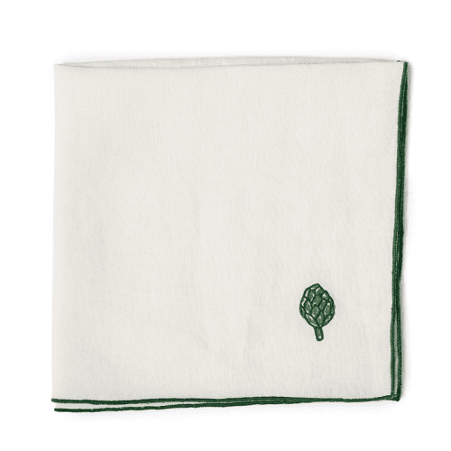 Image showing the Verdura Embroidered Artichoke Linen Napkin, White product.