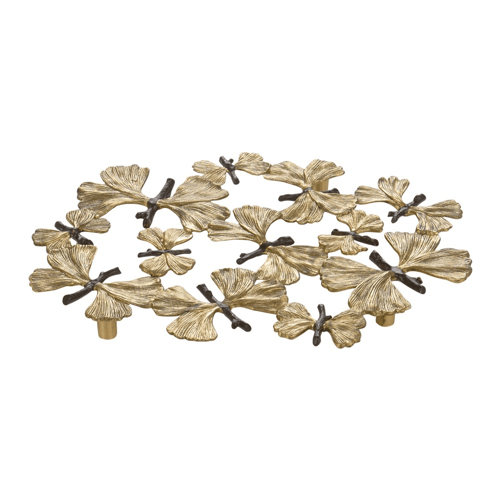 Butterfly Ginkgo Trivet, Gold, Silver & Brown