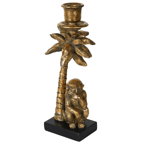 Image showing the Monkey Palm Candle Stick Holder, Gold product.