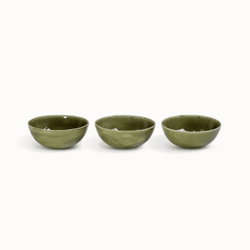 Image showing the Alvescot Set of 3 Nibble Bowls, Moss Green product.
