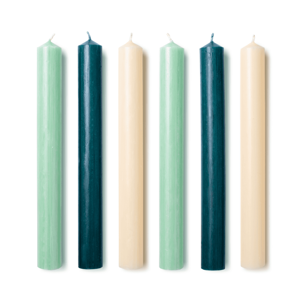 Hellebore Set of 6 Dinner Candles, Green